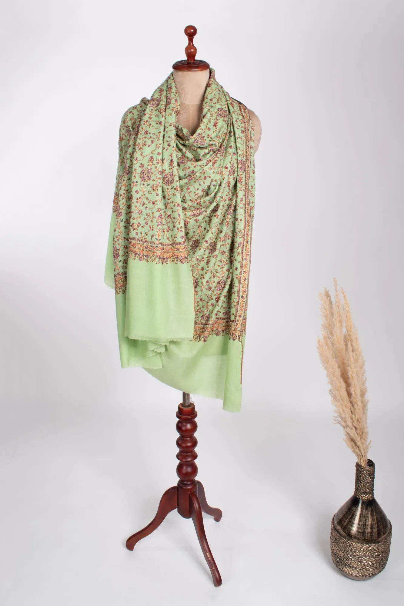 Green Jaali Kashmiri Pashmina Shawl - BHIWADI