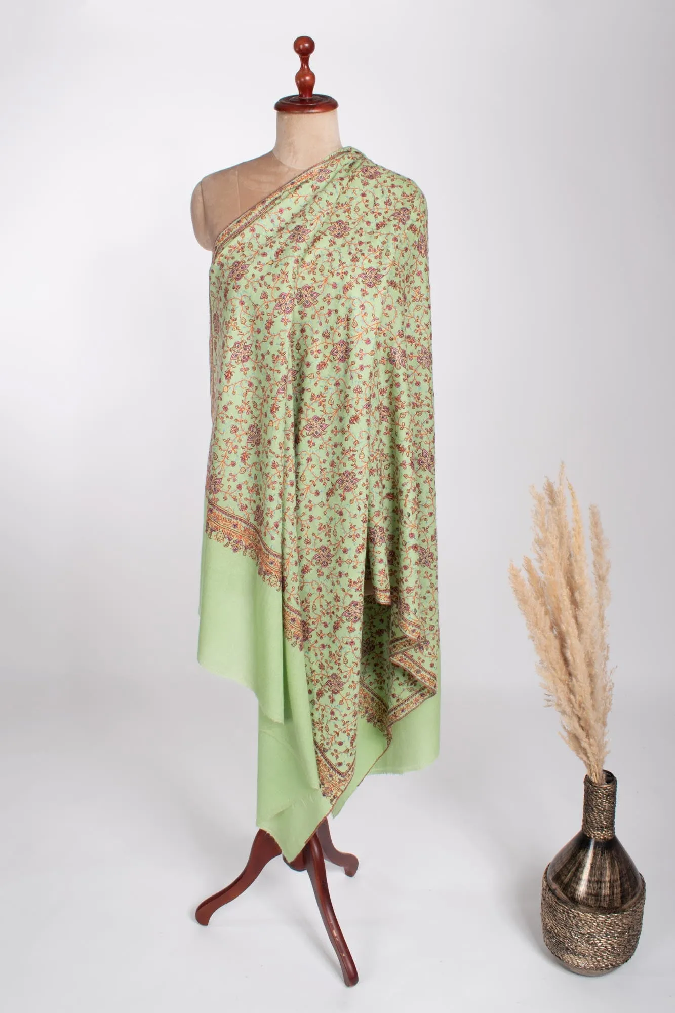 Green Jaali Kashmiri Pashmina Shawl - BHIWADI