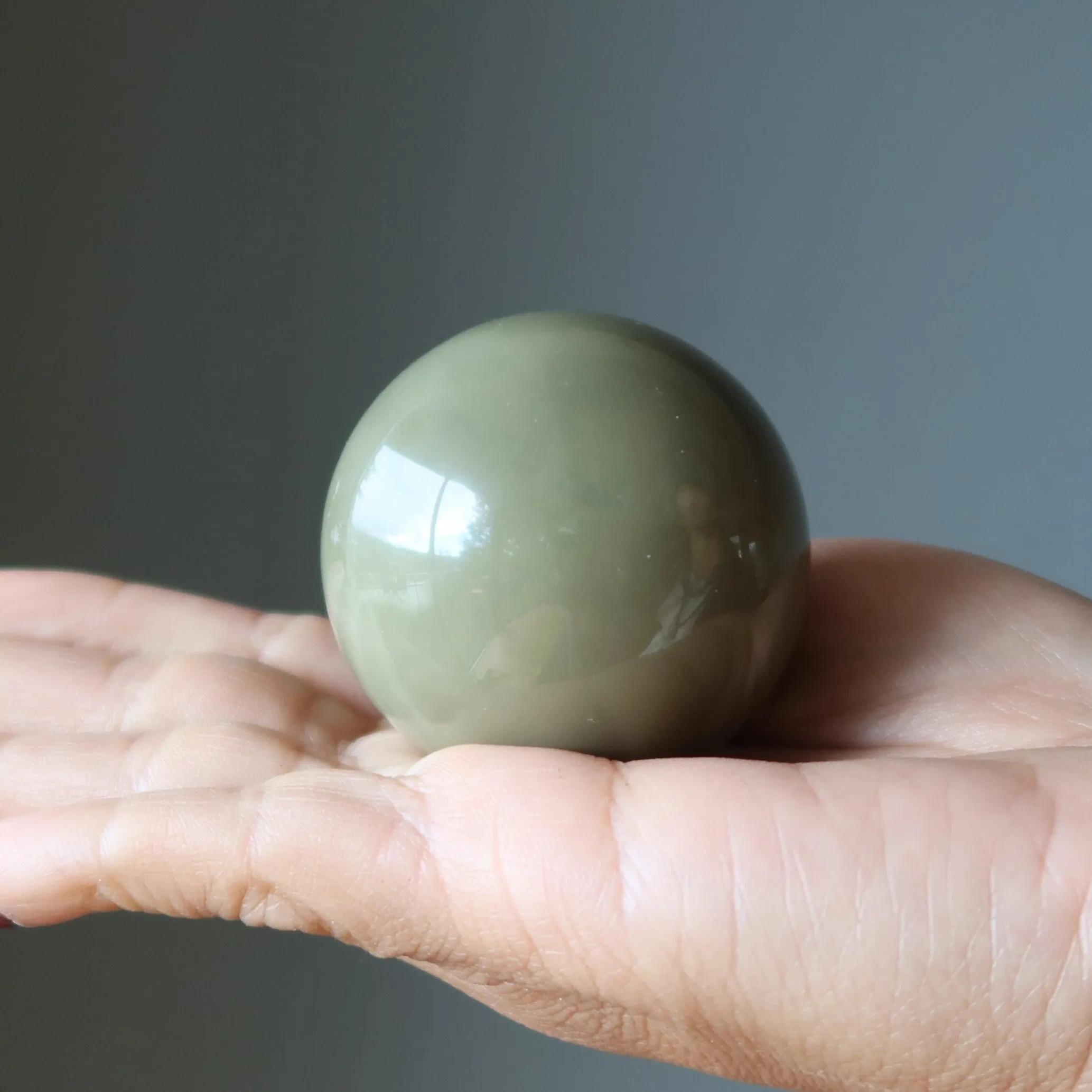 Green Jasper Sphere Olive Branch Crystal Ball