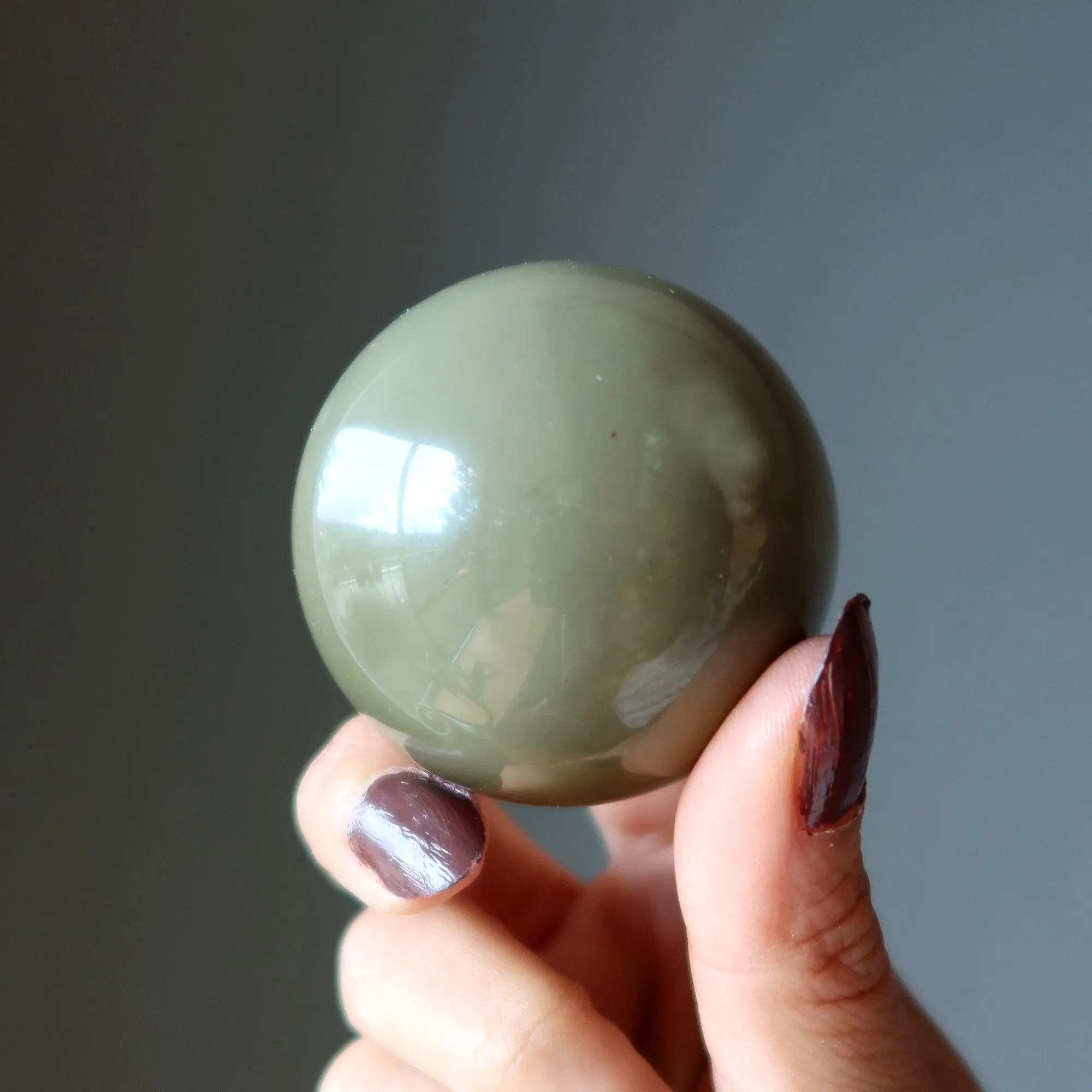 Green Jasper Sphere Olive Branch Crystal Ball