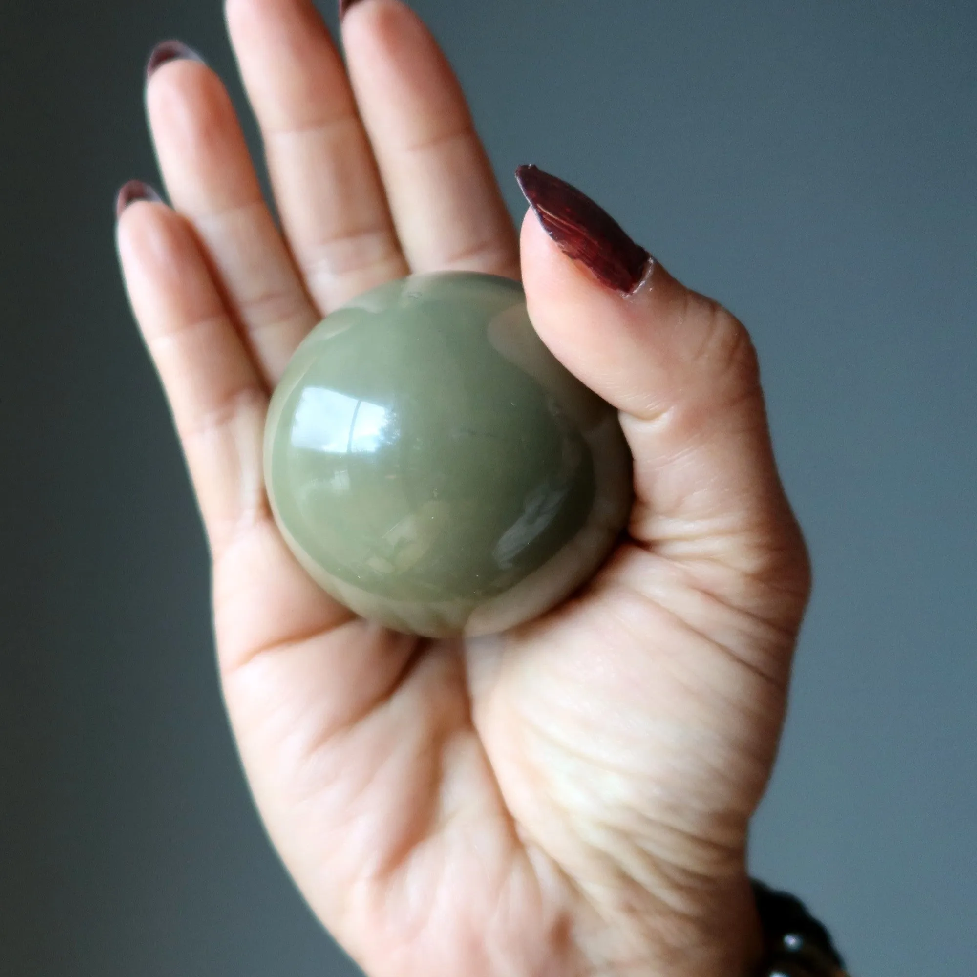 Green Jasper Sphere Olive Branch Crystal Ball