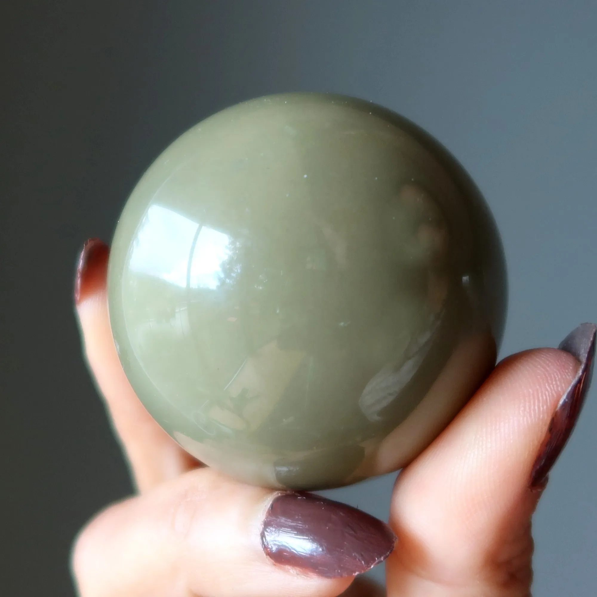 Green Jasper Sphere Olive Branch Crystal Ball