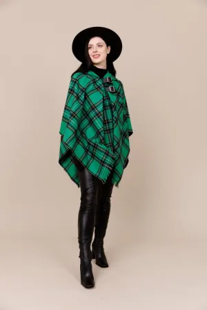 Green Lavery 60% Wool Mix Wrap Cape