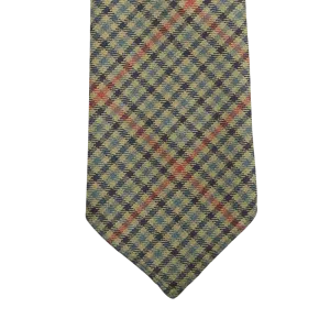 Green Micro Gunclub Checked 7-Fold Wool Tie