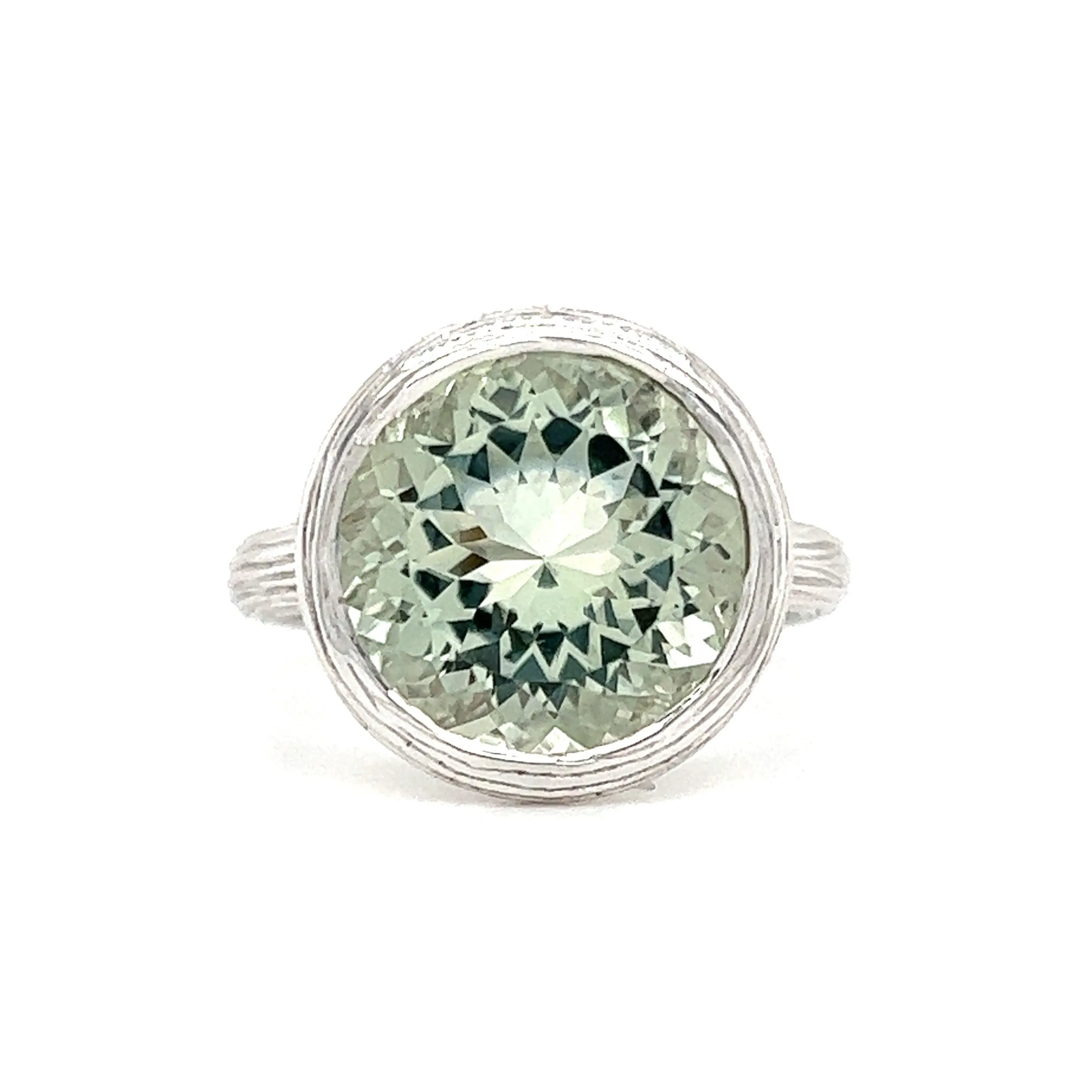 Green Mint Quartz Ring in Sterling Silver