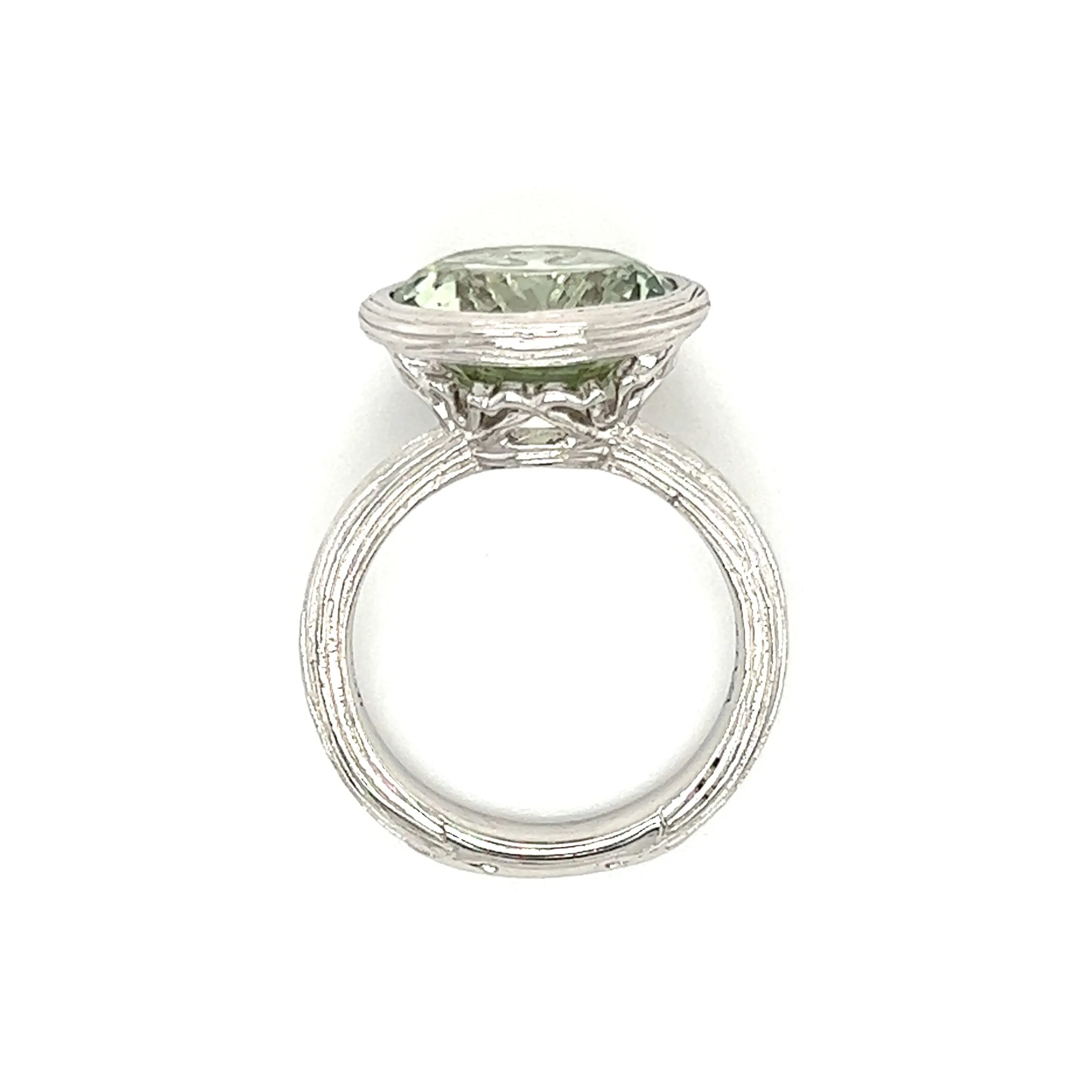 Green Mint Quartz Ring in Sterling Silver