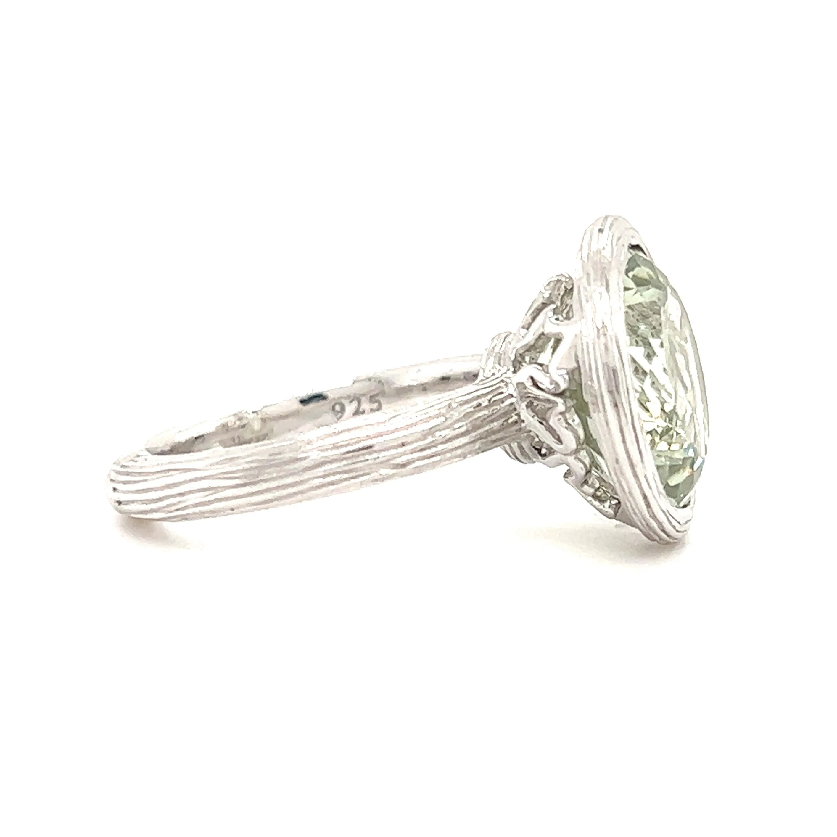 Green Mint Quartz Ring in Sterling Silver