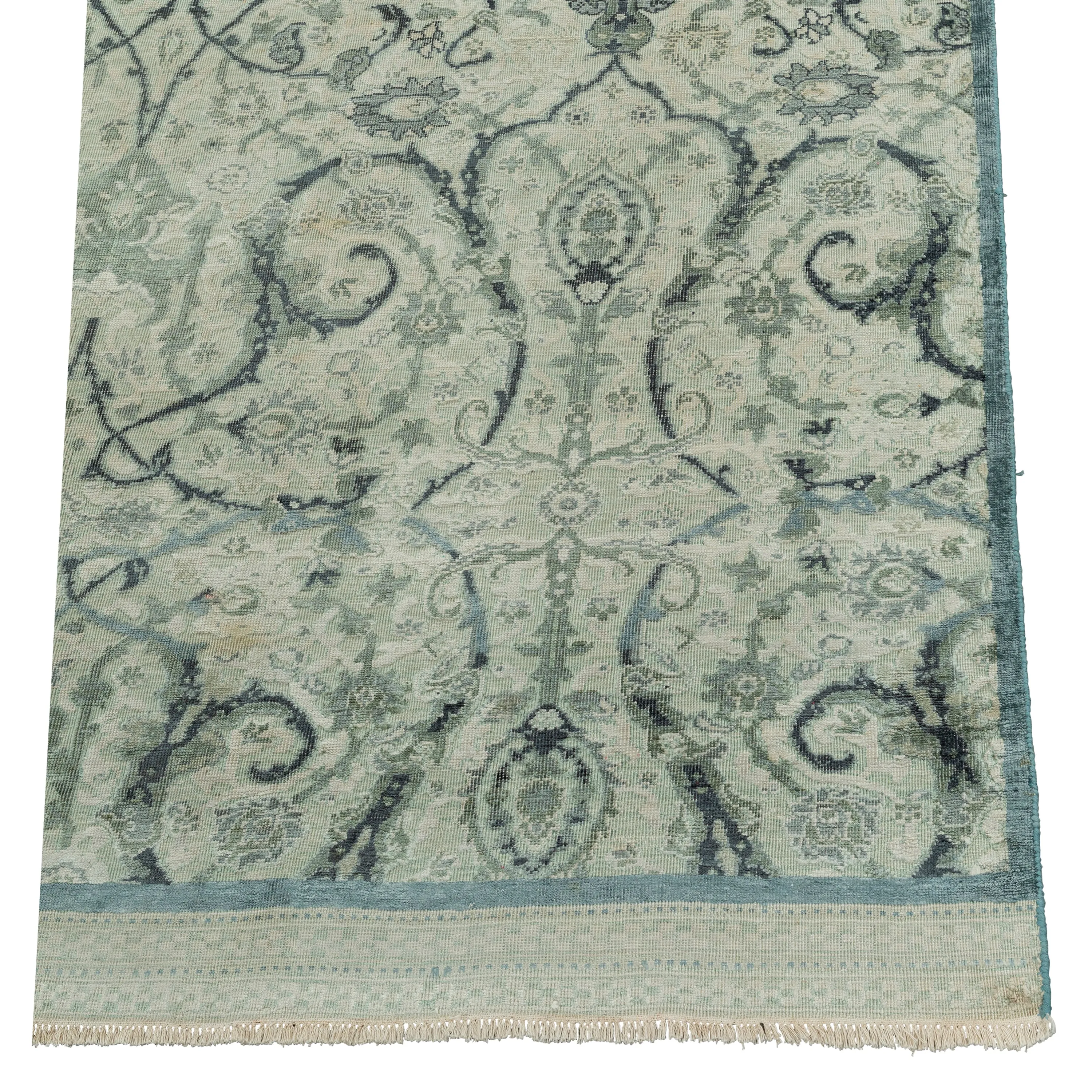 Green Mosaic Transitional Silk Rug - 8'11" x 12'2"