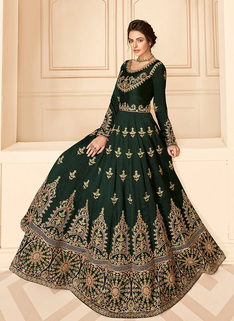 Green Multi Embroidered Anarkali Suit