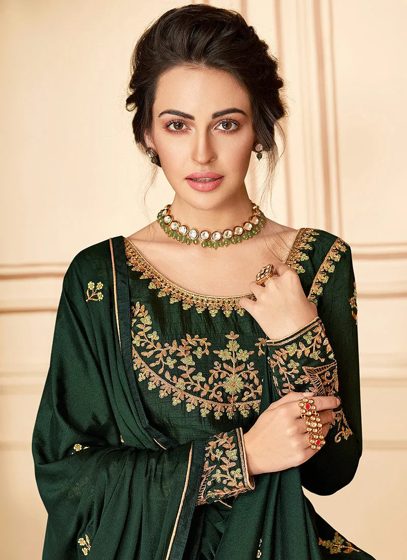 Green Multi Embroidered Anarkali Suit