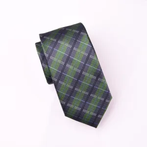 Green Neat Jacquard Check Luxury Film Strip Modern Tie 3"