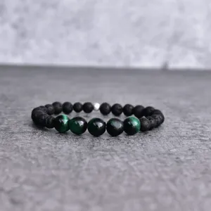 Green Nurture - Lava And Green Tiger Eye Bracelets