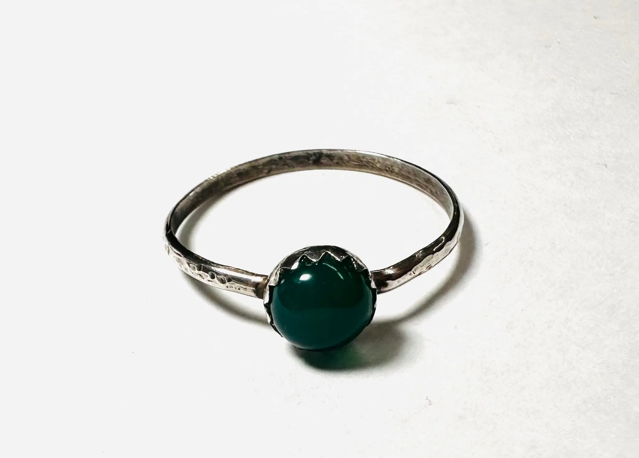 Green Onyx Ring, Size 9 Sterling Ring, Stacking Ring