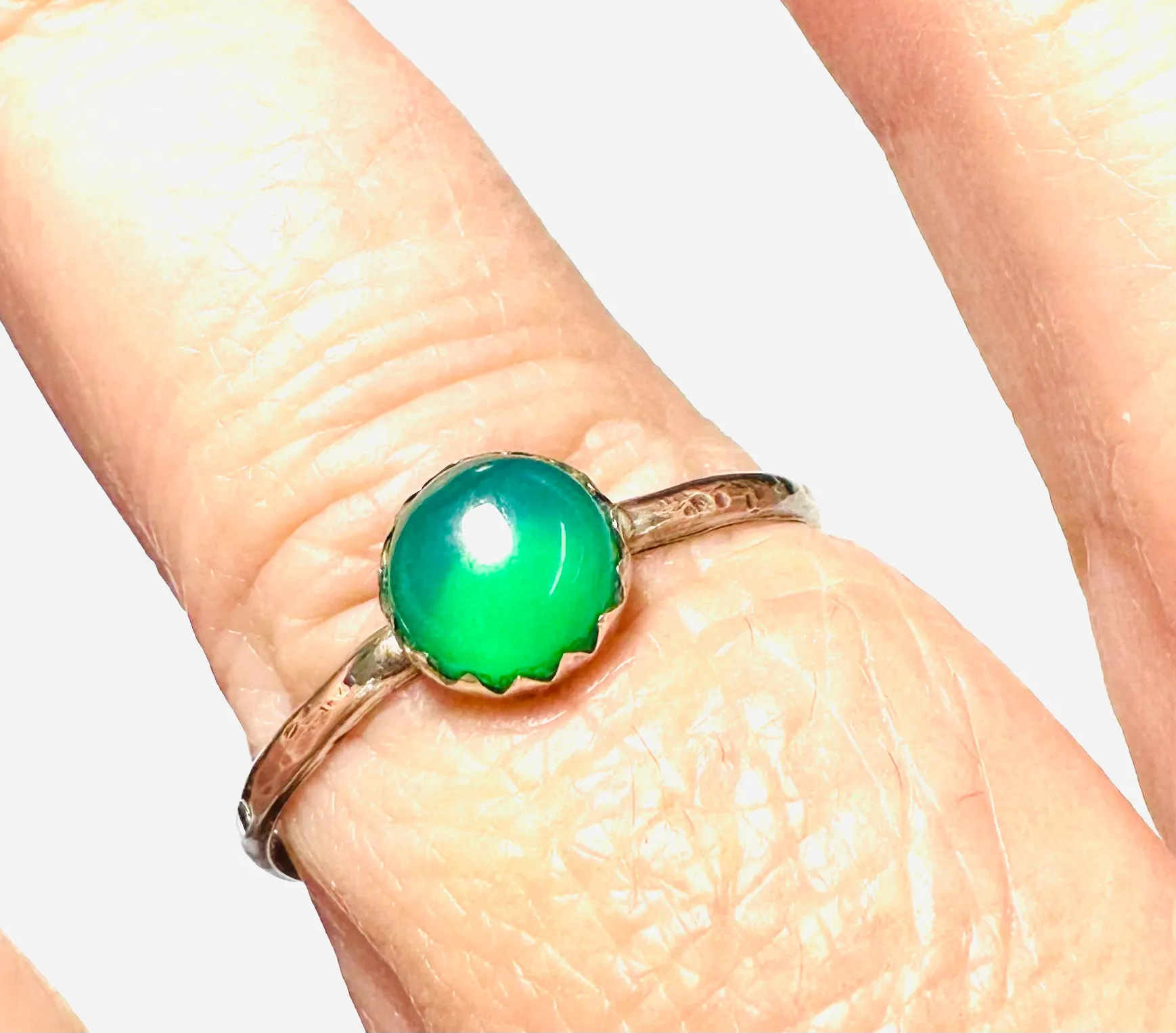 Green Onyx Ring, Size 9 Sterling Ring, Stacking Ring