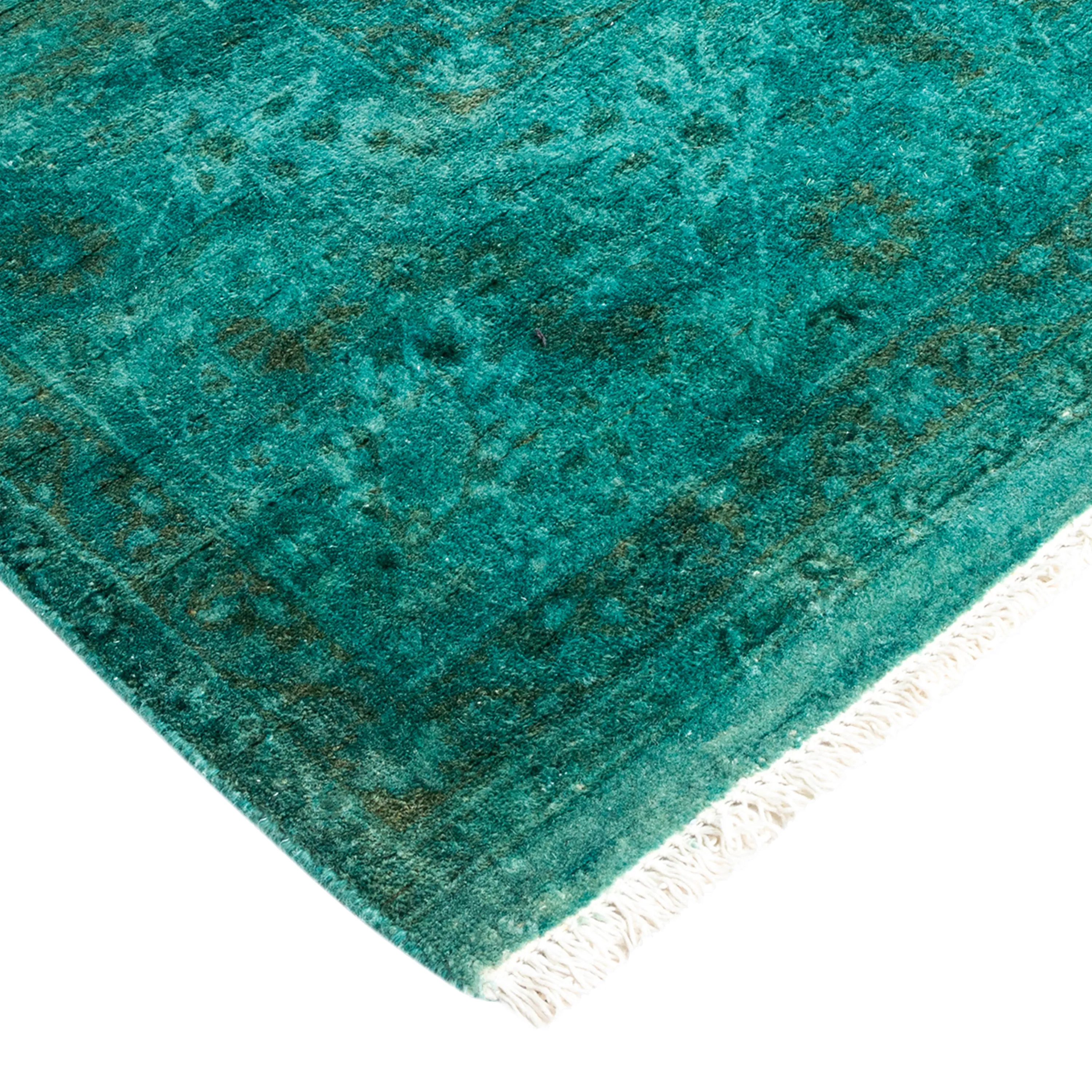 Green Overdyed Wool Rug - 6' 1" x 9' 0"