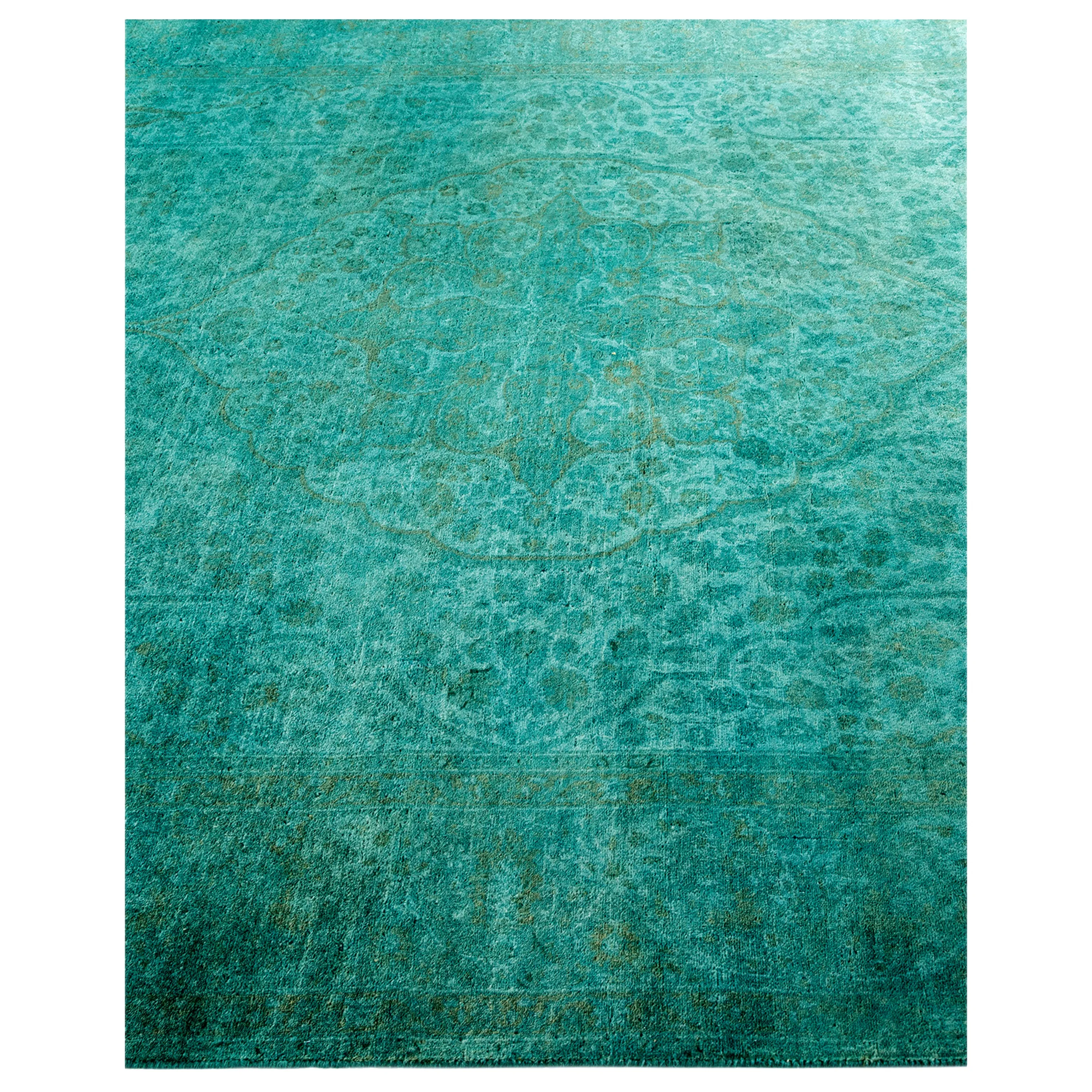 Green Overdyed Wool Rug - 6' 1" x 9' 0"