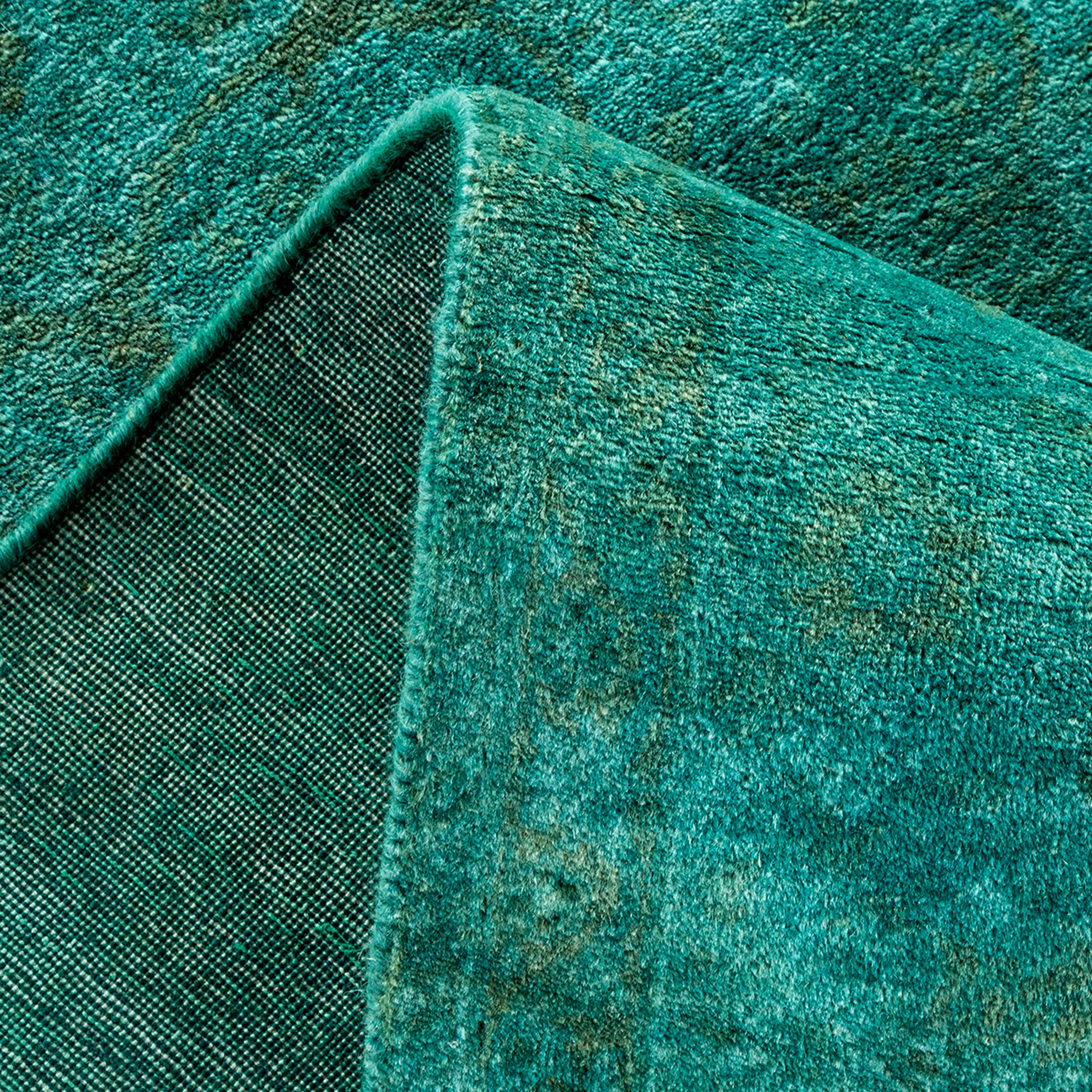 Green Overdyed Wool Rug - 6' 1" x 9' 0"