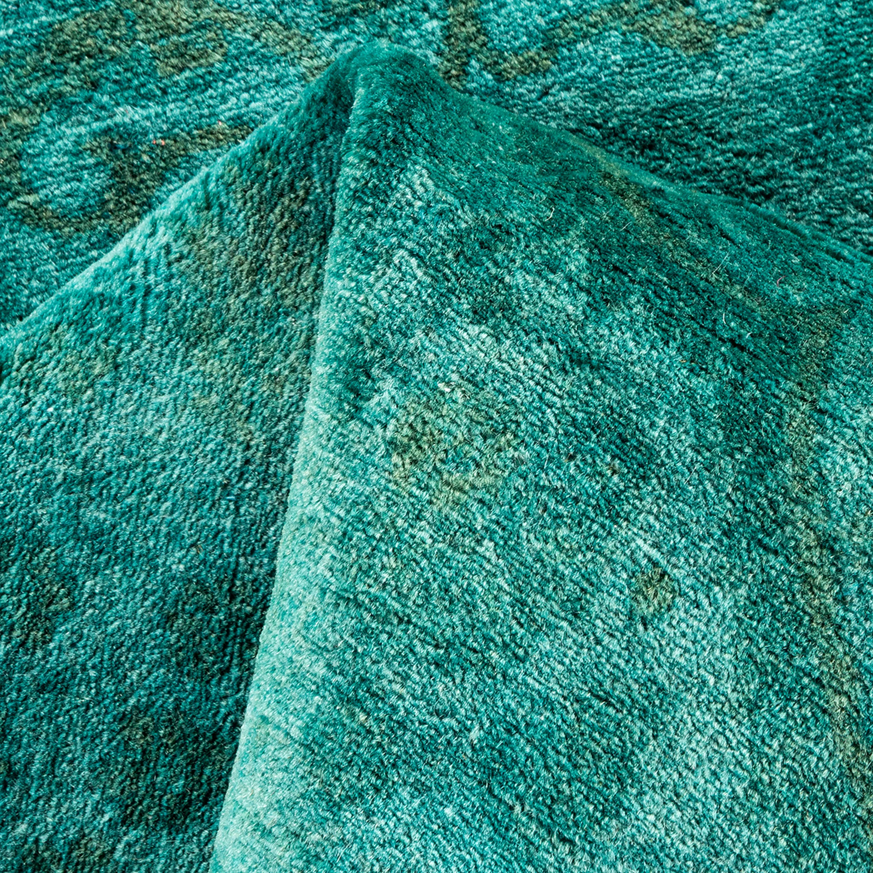 Green Overdyed Wool Rug - 6' 1" x 9' 0"