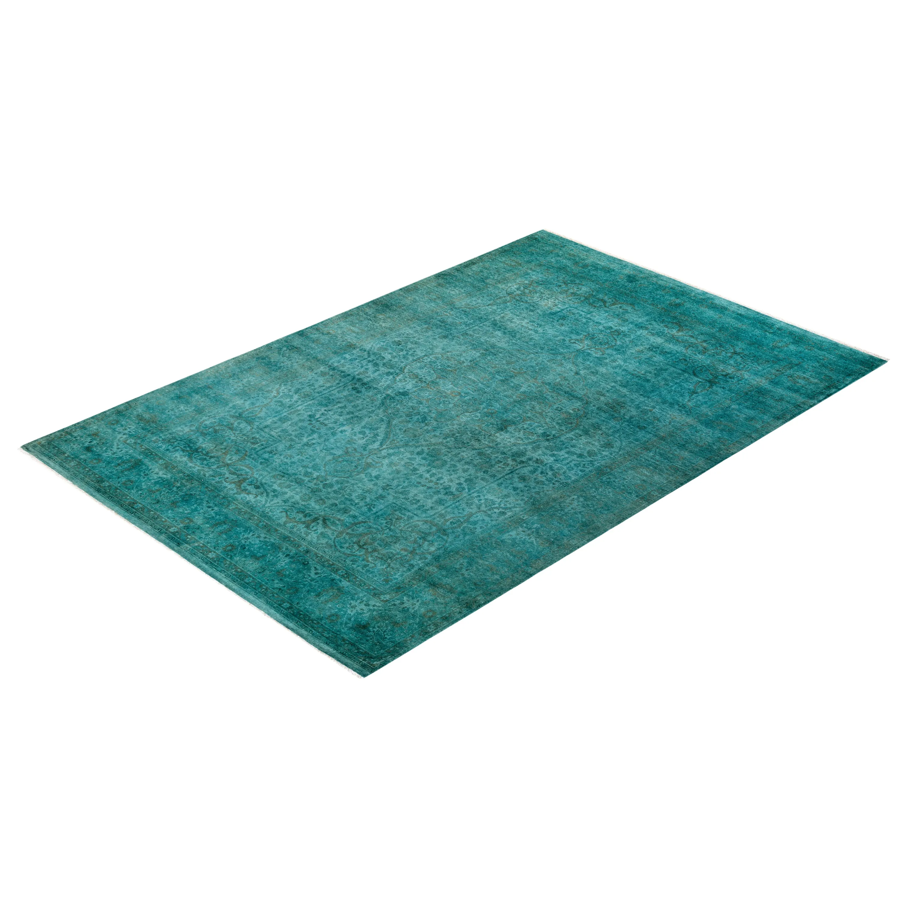 Green Overdyed Wool Rug - 6' 1" x 9' 0"