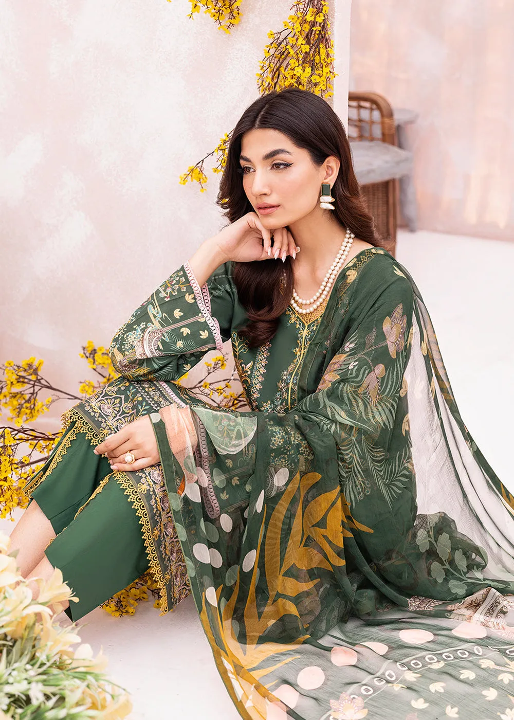 Green Pakistani Salwar Suit - Ramsha Mashaal Collection Vol 7 - #L-702