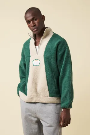 GREEN PANEL RETRO FLEECE PULLOVER