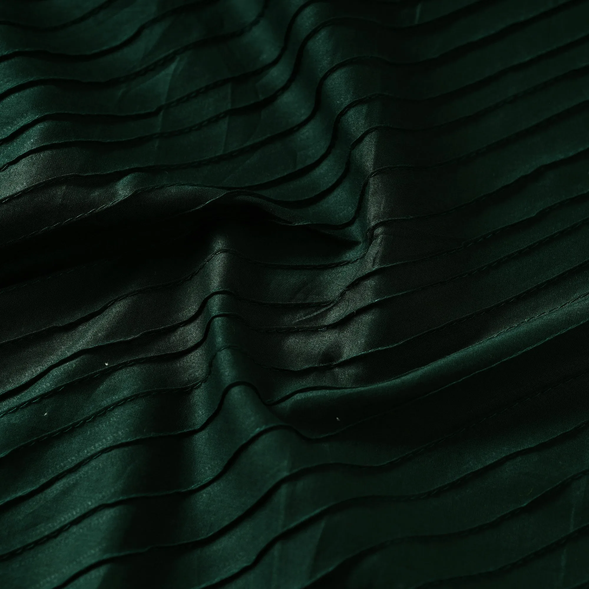 Green - Pintuck Plain Pure Cotton Fabric