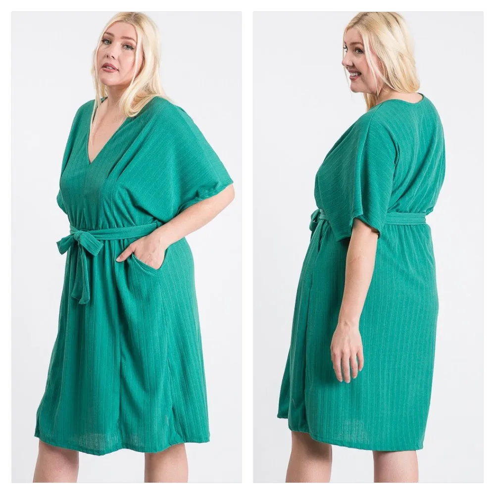 Green Plus Size Knee Length Dress