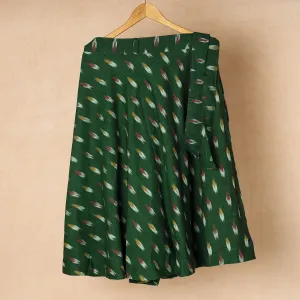 Green - Pochampally Ikat Cotton Wrap Around Skirt