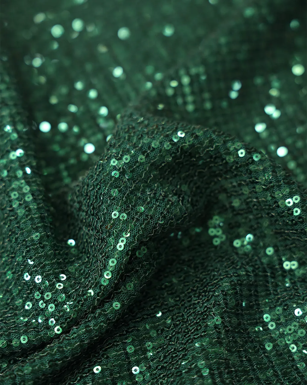 Green Polyester Net Sequin Fabric