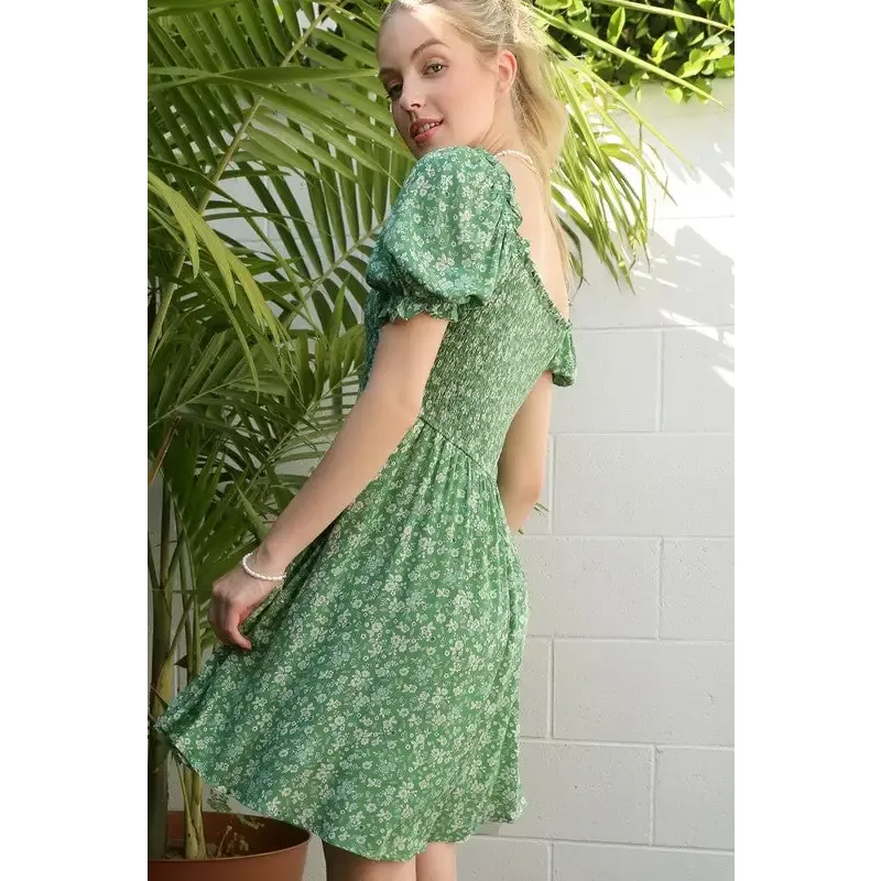 Green Puff Sleeve dress