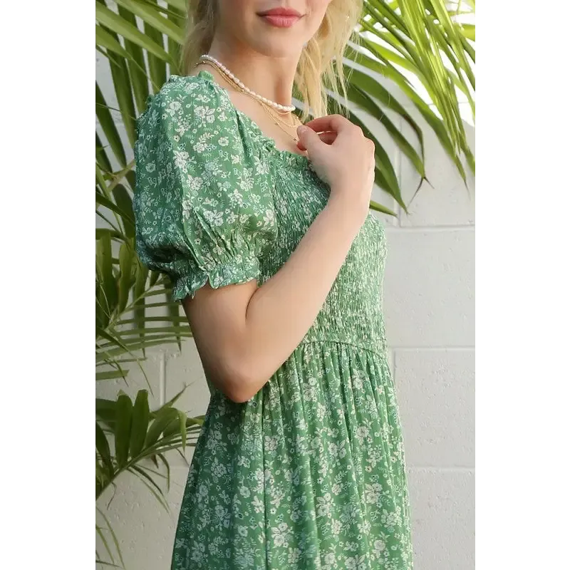 Green Puff Sleeve dress