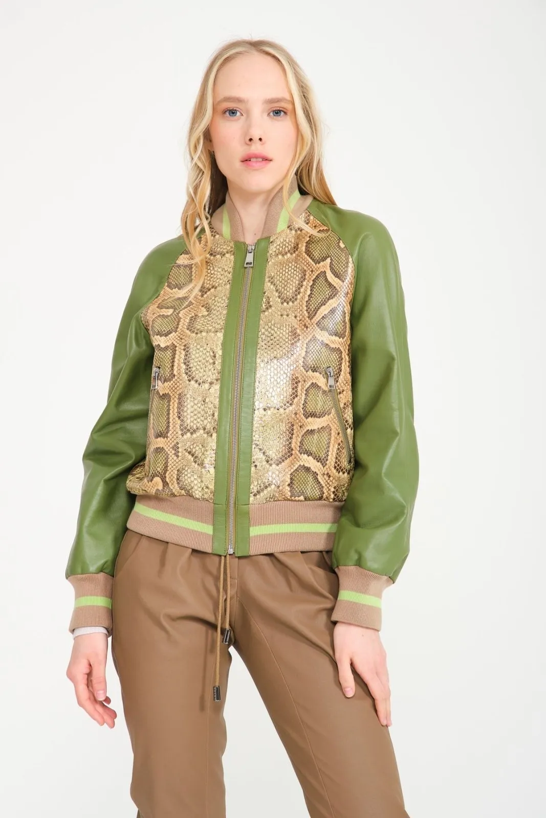 Green Python Leather Jacket