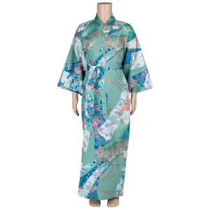 Green Ribbon Cotton Japanese Girls Kimono