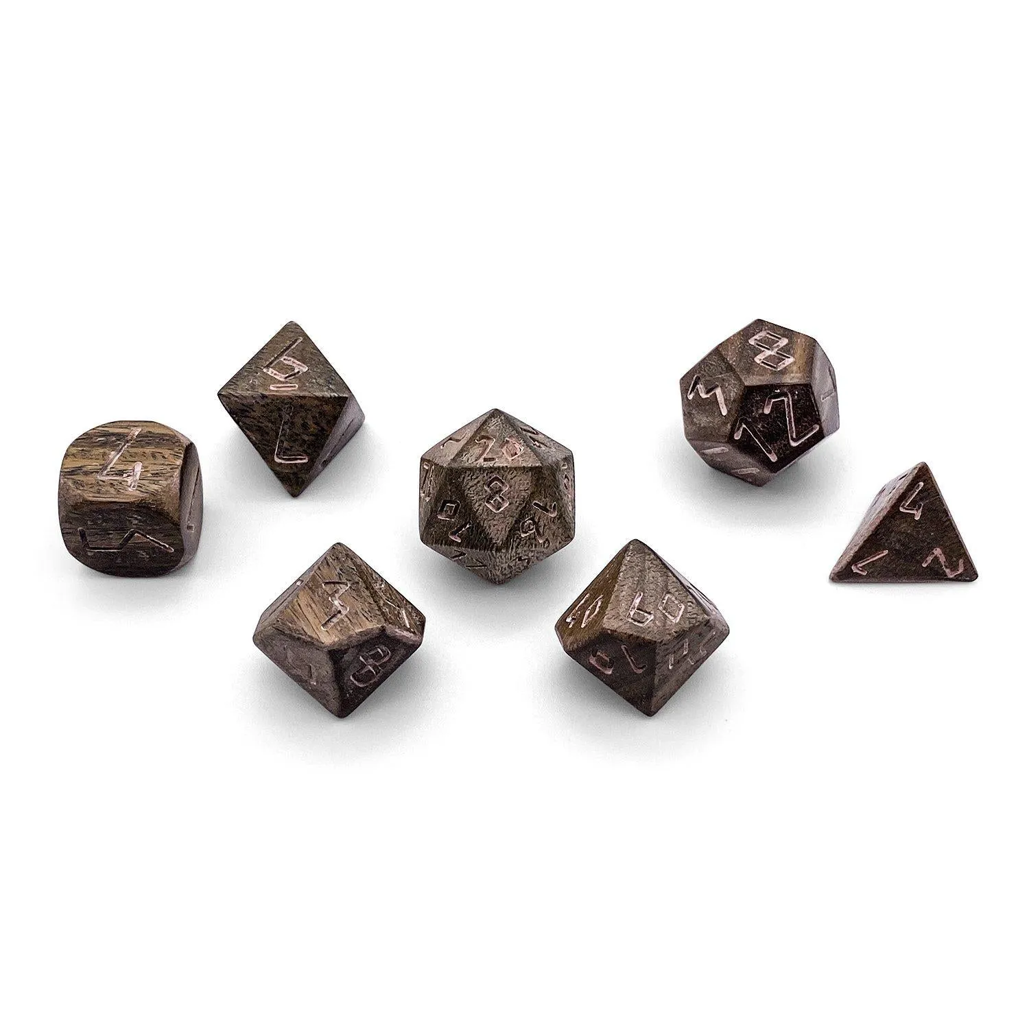 Green Sandalwood - 7 Piece RPG Wooden Dice Set