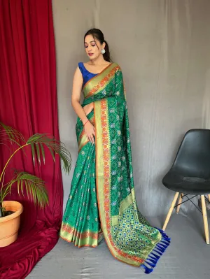 Green Saree in Kutch Patola Silk