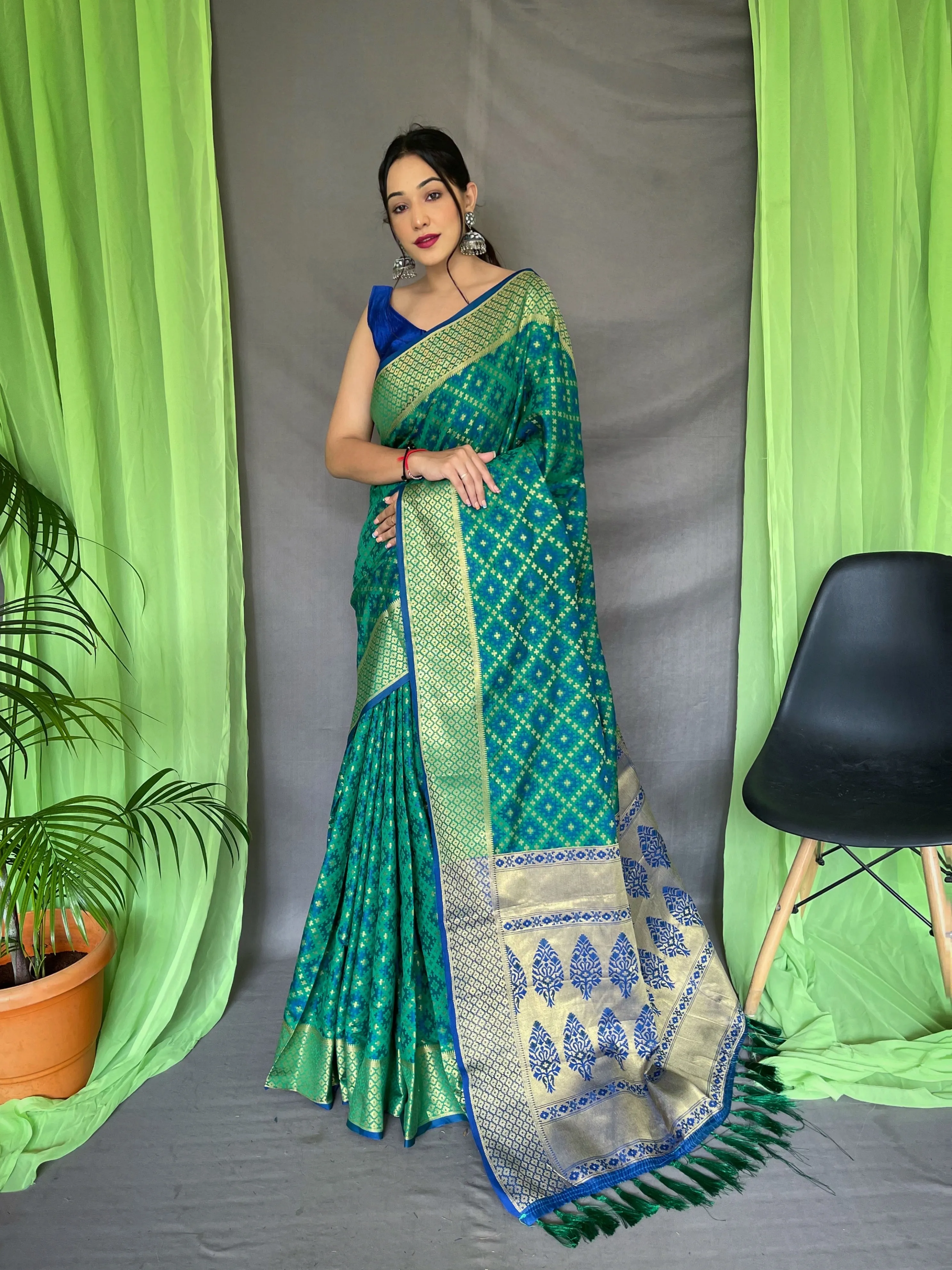 Green Saree in Patola Silk