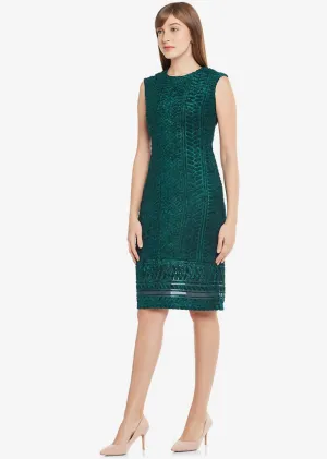 *Green Self-design Sheath Dress