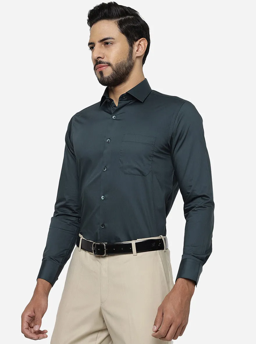 Green Solid Slim Fit Formal Shirt | JadeBlue