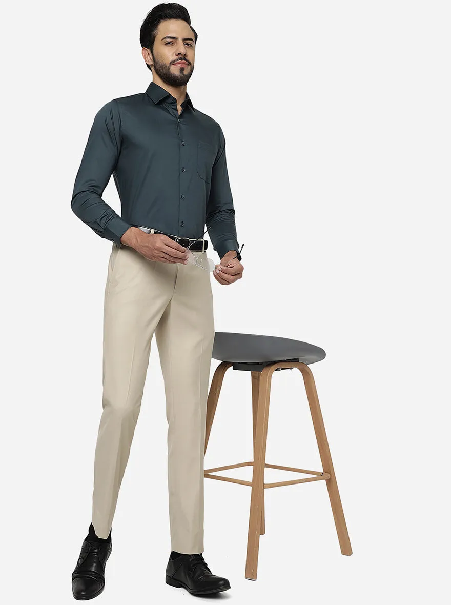 Green Solid Slim Fit Formal Shirt | JadeBlue