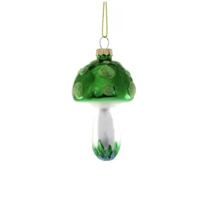 Green Spotted Mushroom Ornament 4"