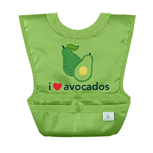 Green Sprouts Pull Over Food Bib Wide Coverage Green Avocados 6 18 Months