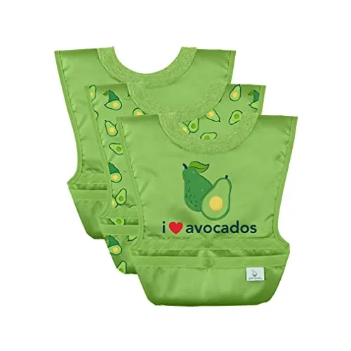 Green Sprouts Pull Over Food Bib Wide Coverage Green Avocados 6 18 Months