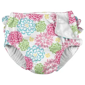 Green Sprouts Ruffle Snap Reusable Absorbent Swimsuit Diaper (White Zinnia)