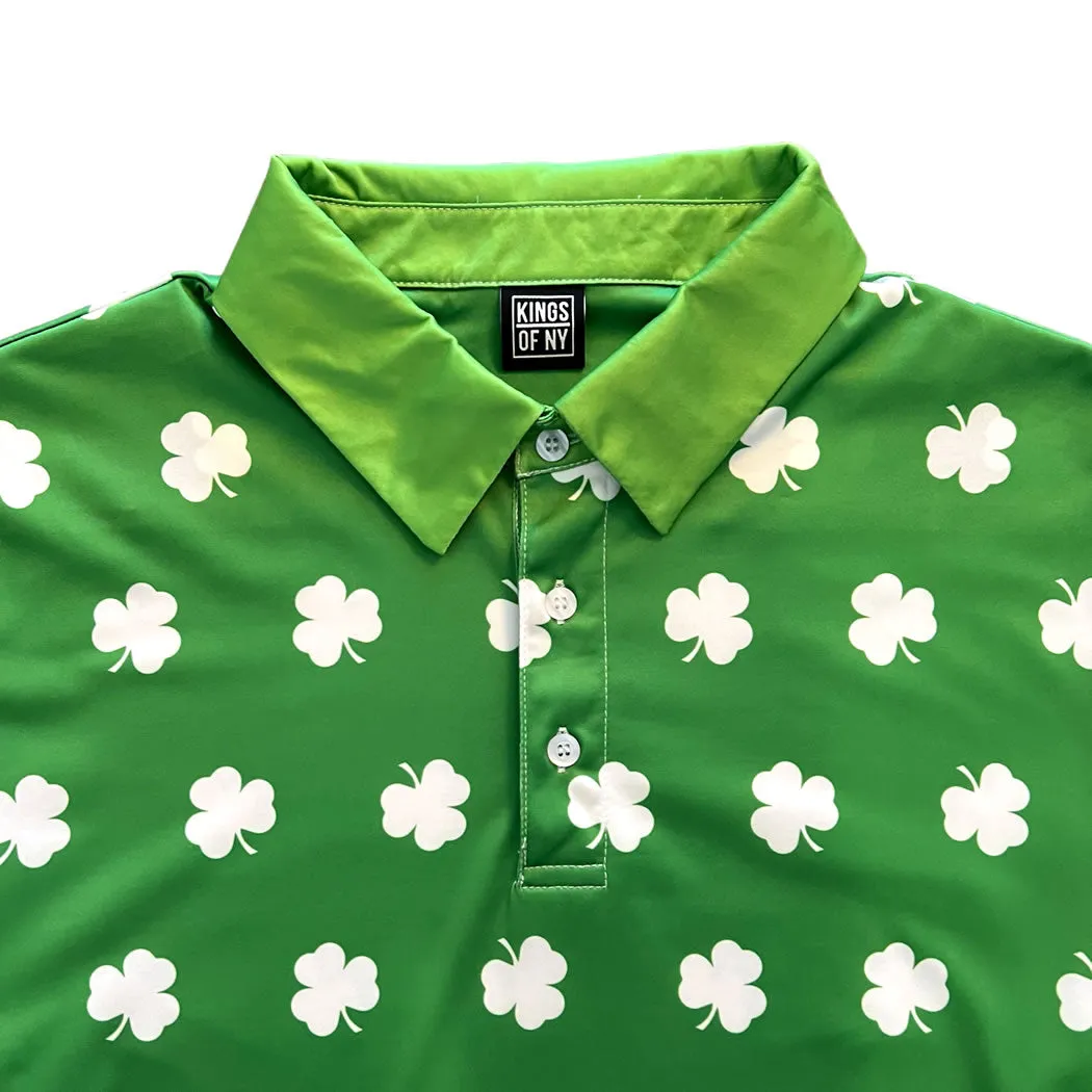 Green St Patricks Day Shamrock Mens Golf Polo Shirt