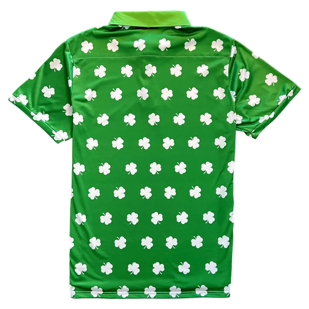 Green St Patricks Day Shamrock Mens Golf Polo Shirt