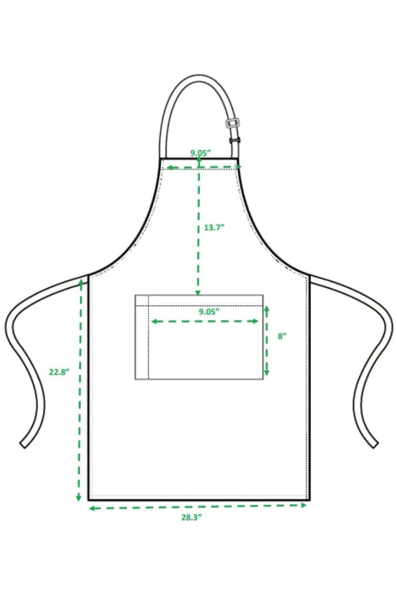 Green Sustainable Bib Apron (1 Pocket w/ Pencil Divide)