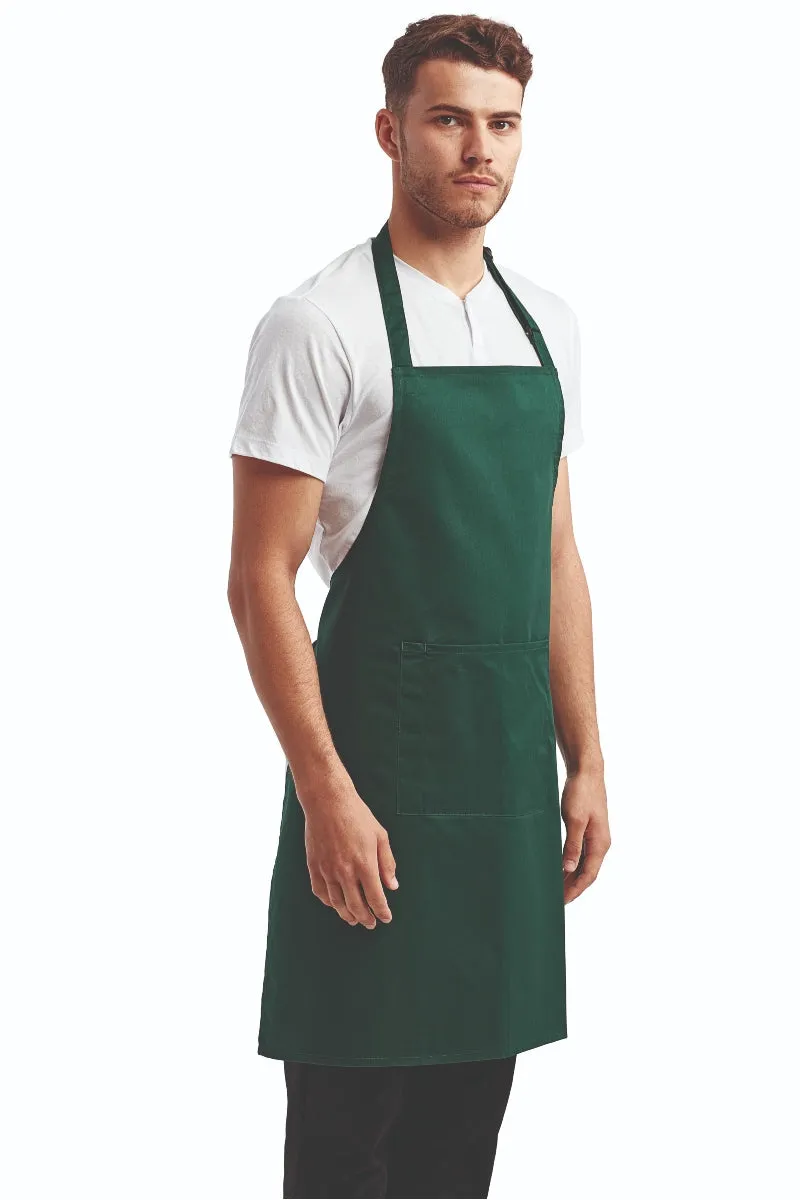 Green Sustainable Bib Apron (1 Pocket w/ Pencil Divide)