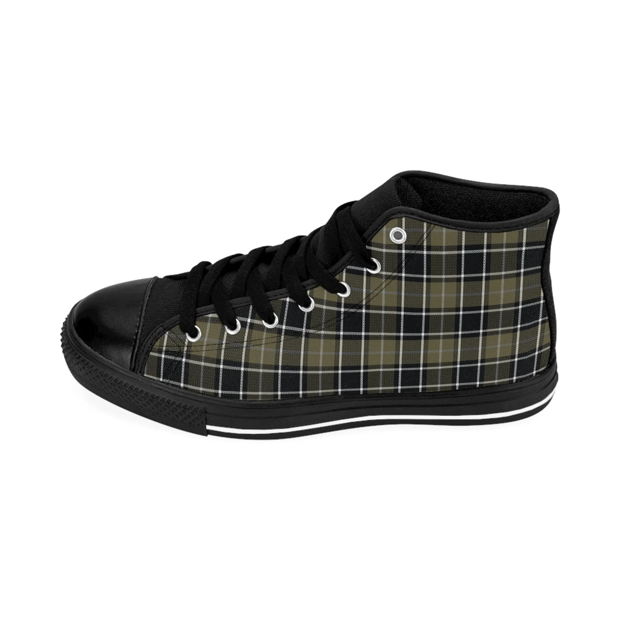 Green Tartan Pattern Women's Classic Sneakers