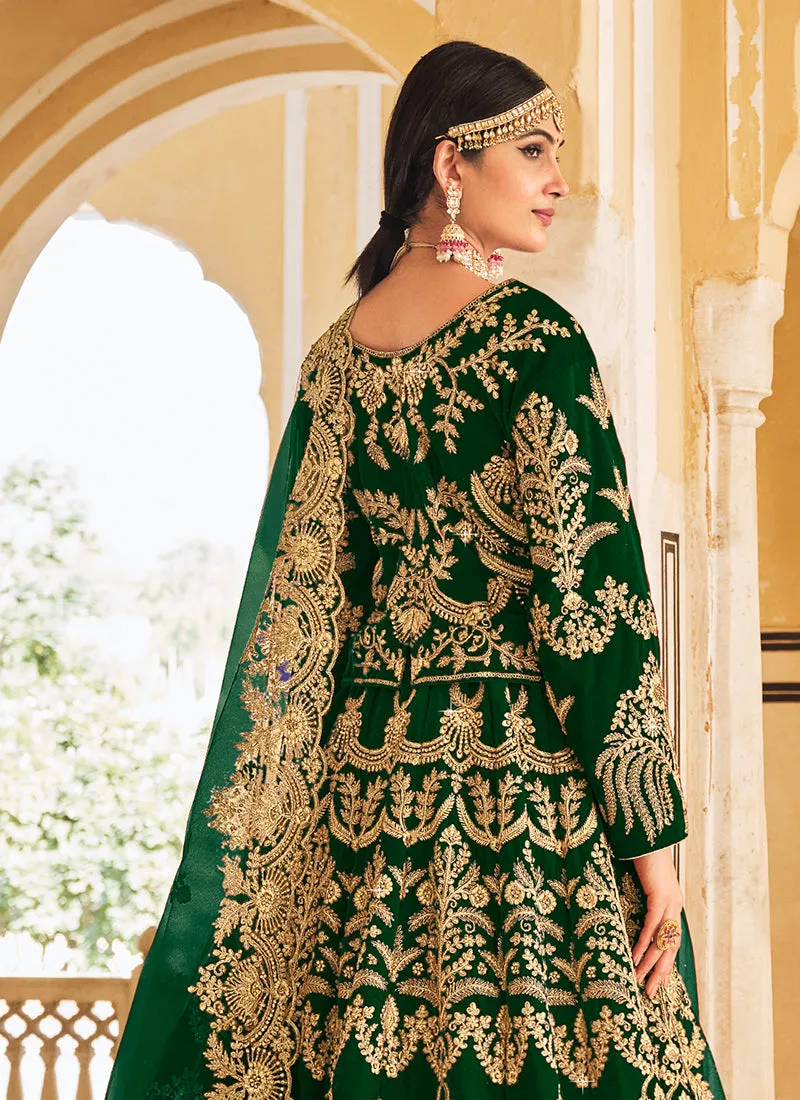 Green Traditional Embroidery Wedding Lehenga Choli