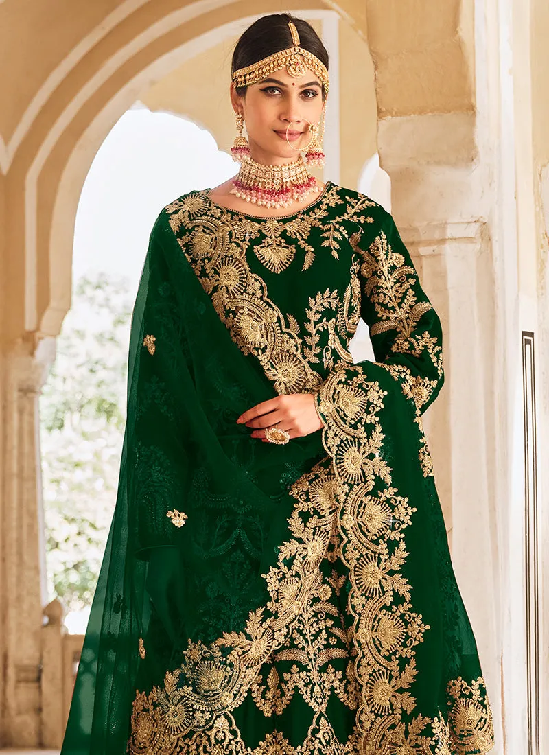 Green Traditional Embroidery Wedding Lehenga Choli